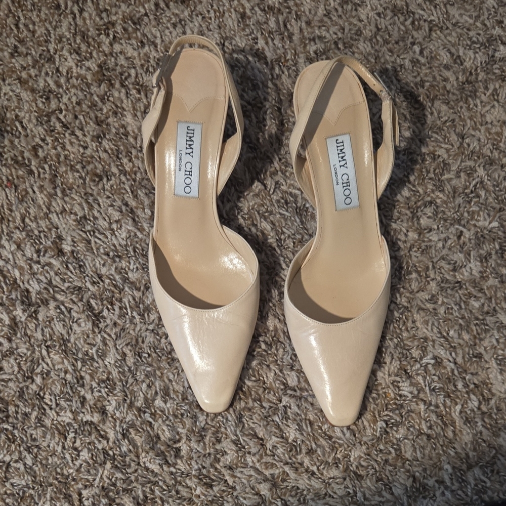 Jimmy Choo Cream Slingback Heels Size 37.5